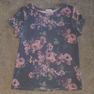 Faded Gray and Pink Floral Shirt
